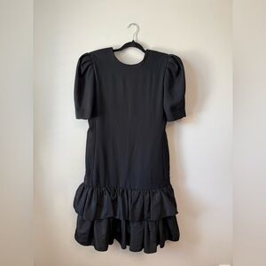 Vintage Jessica Howard Black Tiered Dress with Puff Sleeves